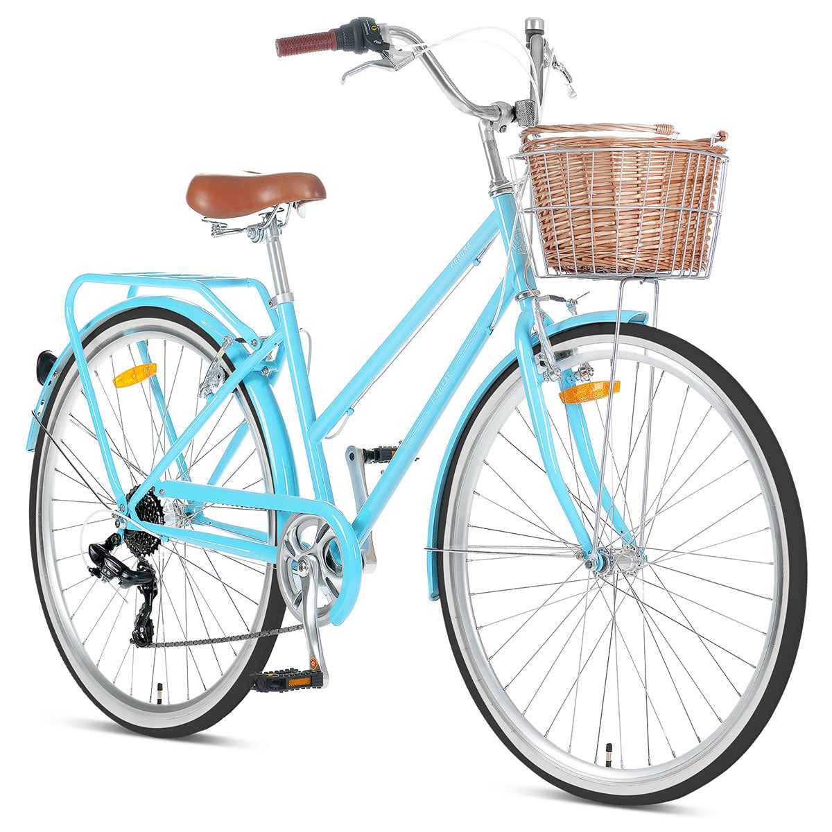 Vintage blue bike with basket hot sale