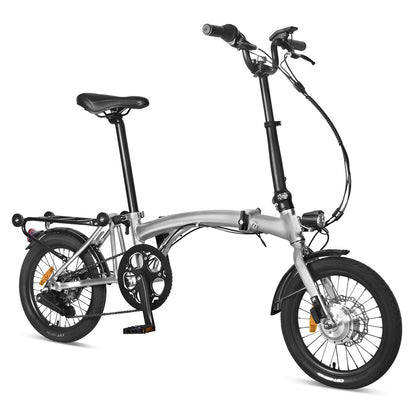 Power Shuttle Compact 7 Speed Folding Electric Bike - Silver